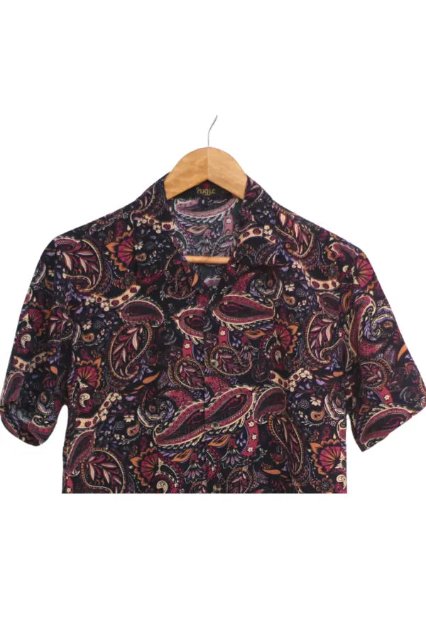 Black Floral Half Sleeve Shirt For Men's