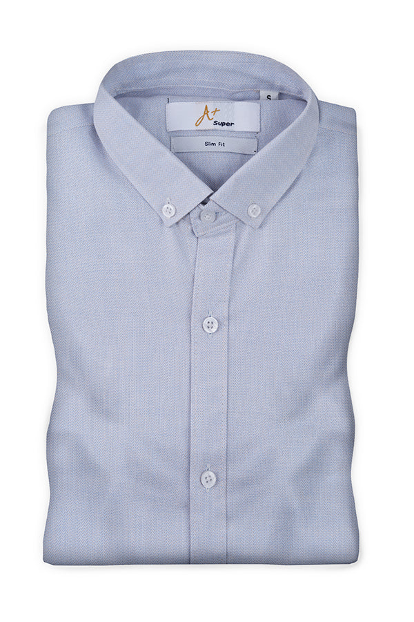 Matte Silver Textured Casual Shirt - Aruba+ Super Smart Fit