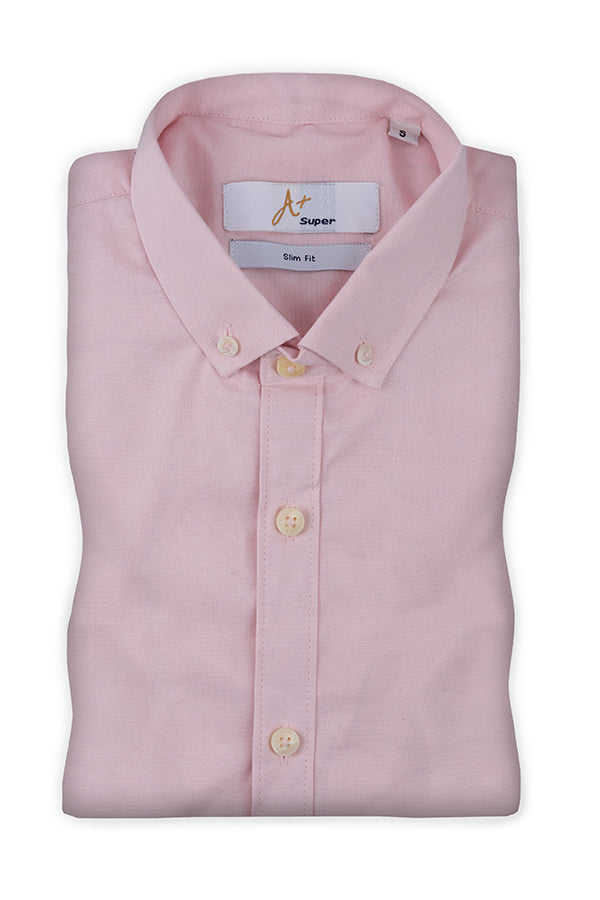 Light Pink Plain Casual Shirt - Aruba+ Super Smart Fit