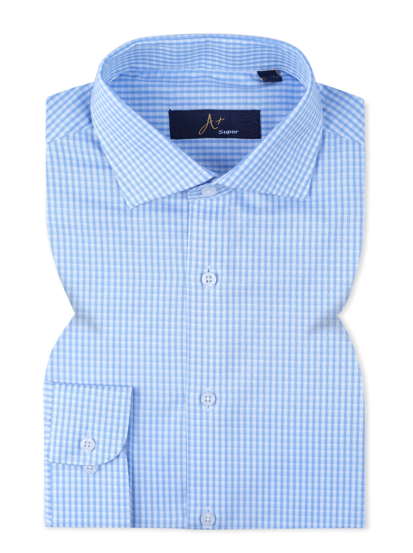 Blue and White Gingham Check Dress Shirt Smart Fit