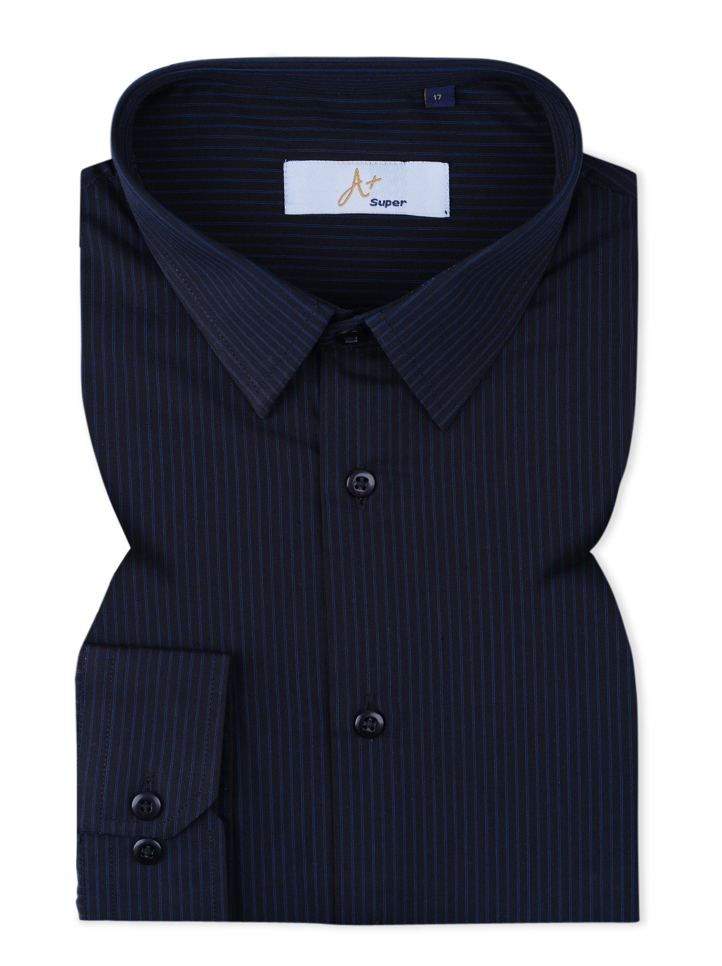 Black Vertical Textured Stripes Formal Shirt Smart Fit
