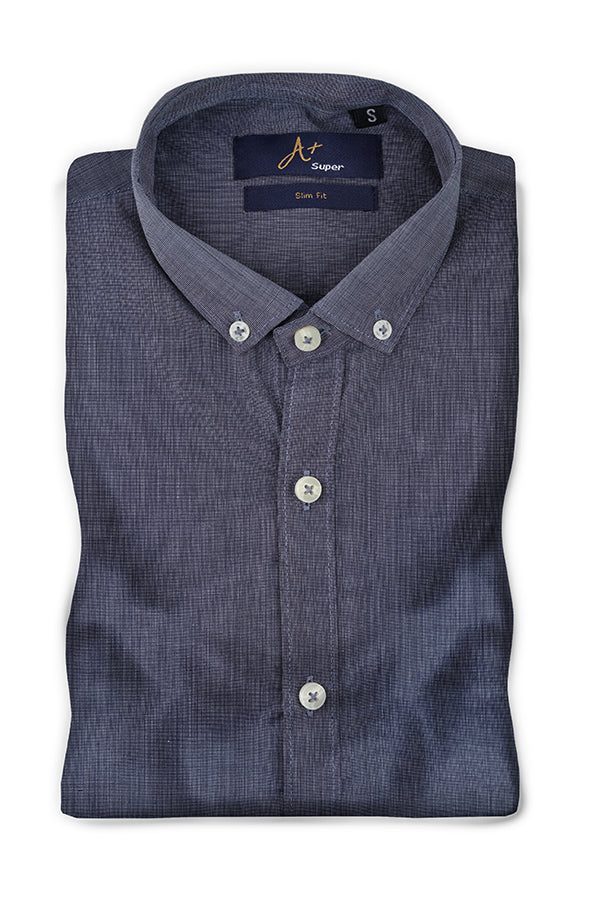 Dark Grey Plain Casual Shirt - Aruba+ Super Smart Fit