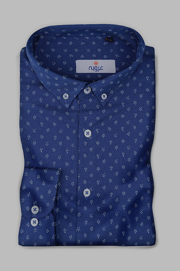 Navy Blue Printed Casual Shirt | Aruba Fashion Smart Fit