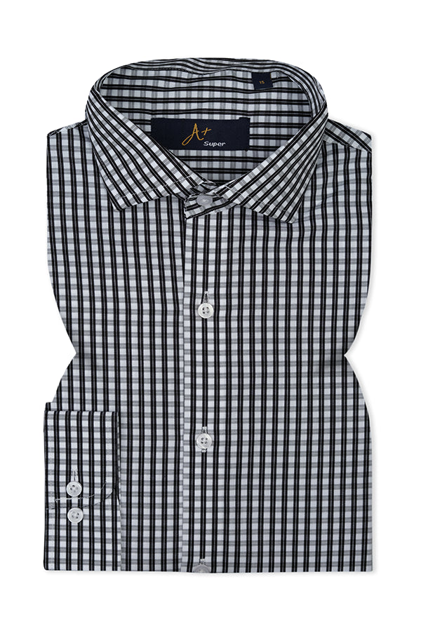 Black and White Double Stripes Formal Shirt Smart Fit