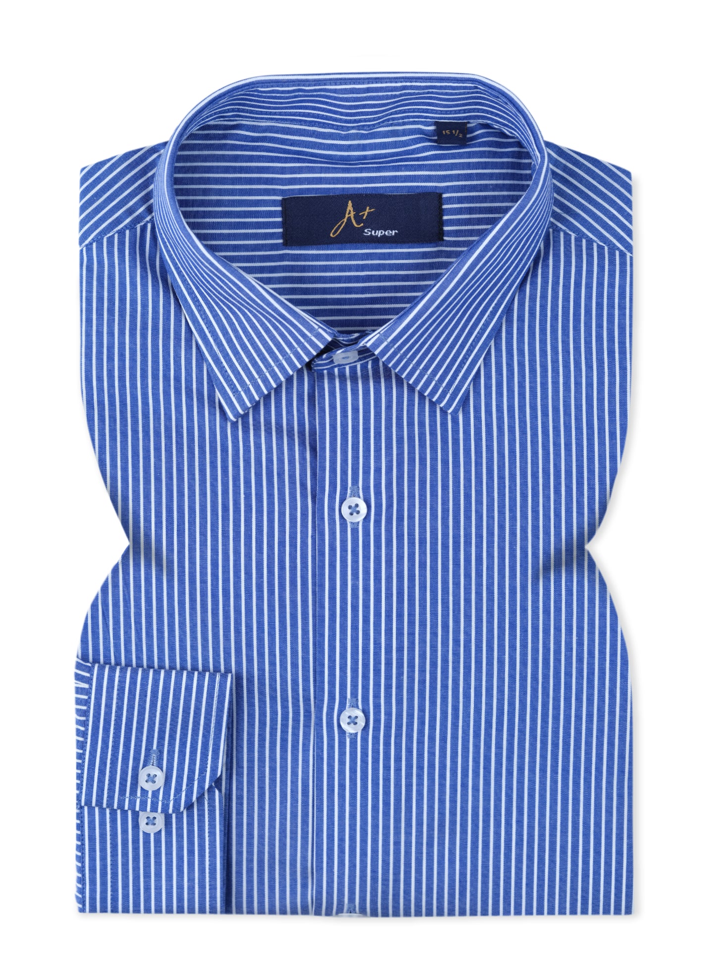 Blue with White Hairline Stripe Dress Shirt Smart Fit