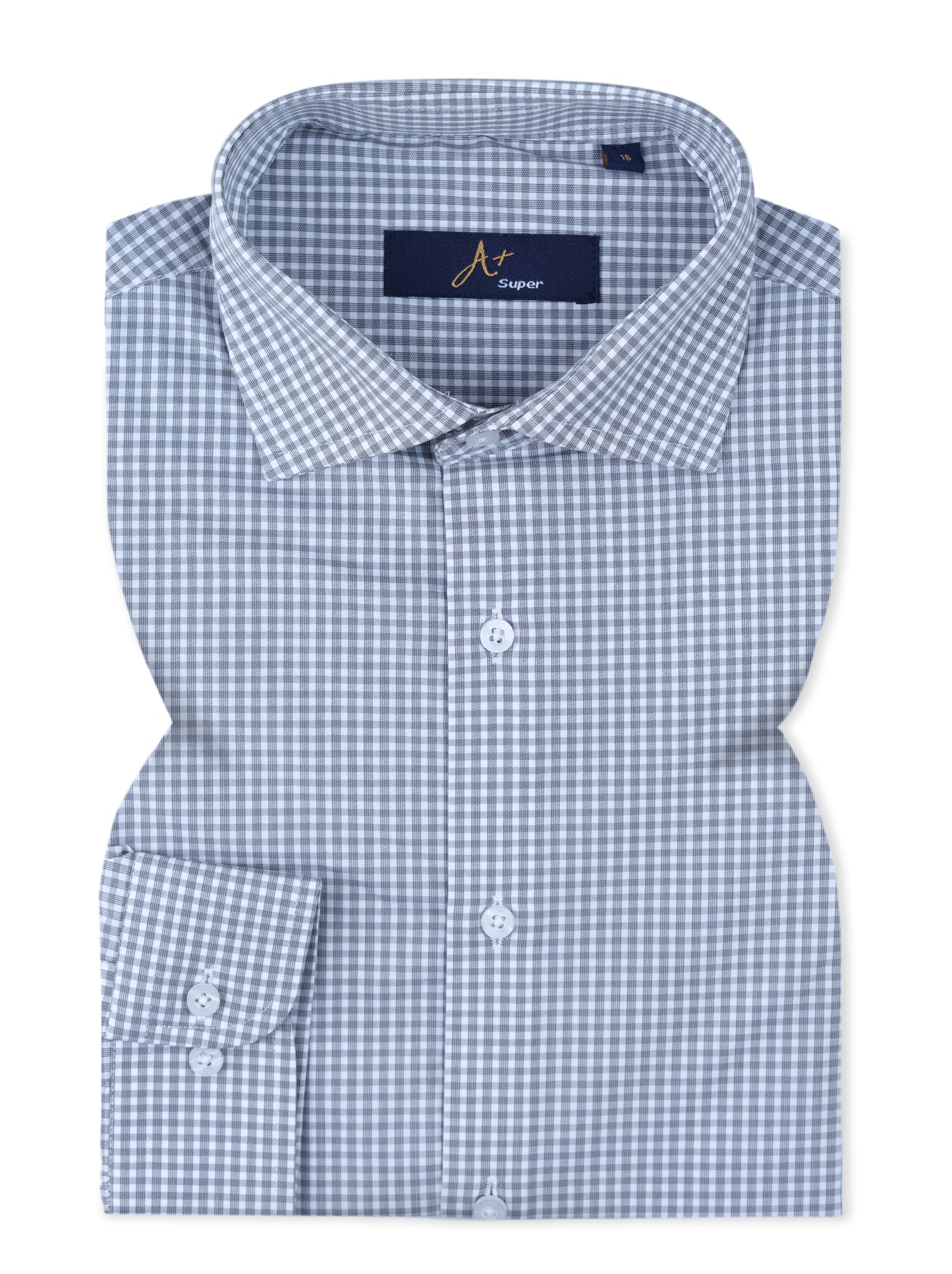 Grey Gingham Check Signature Dress Shirt Smart Fit