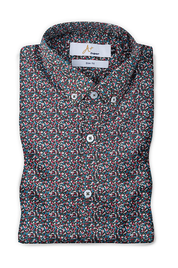 Dark Floral Multi Colored Printed Casual Shirt - Aruba+ Super Smart Fit