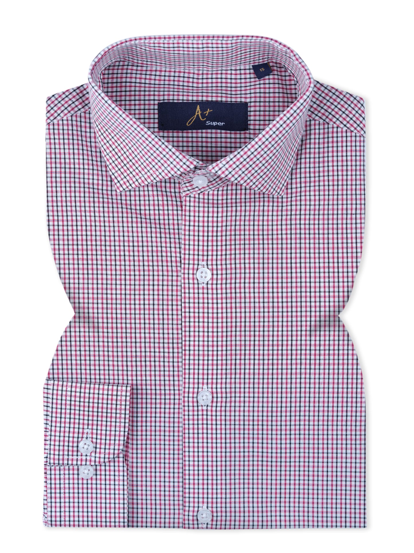 Red Black Grid Check Formal Shirt Smart Fit