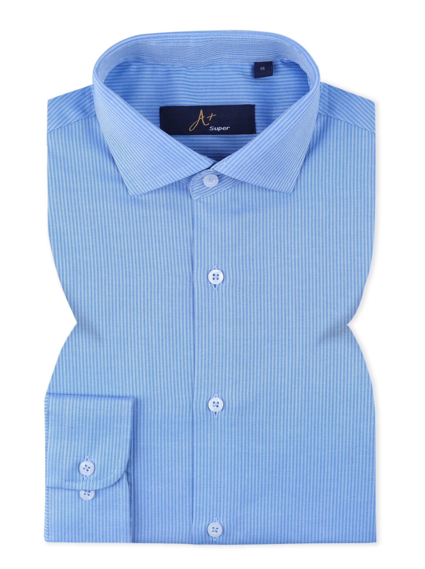 Light Blue with White Hairline Stripe Dress Shirt Smart Fit