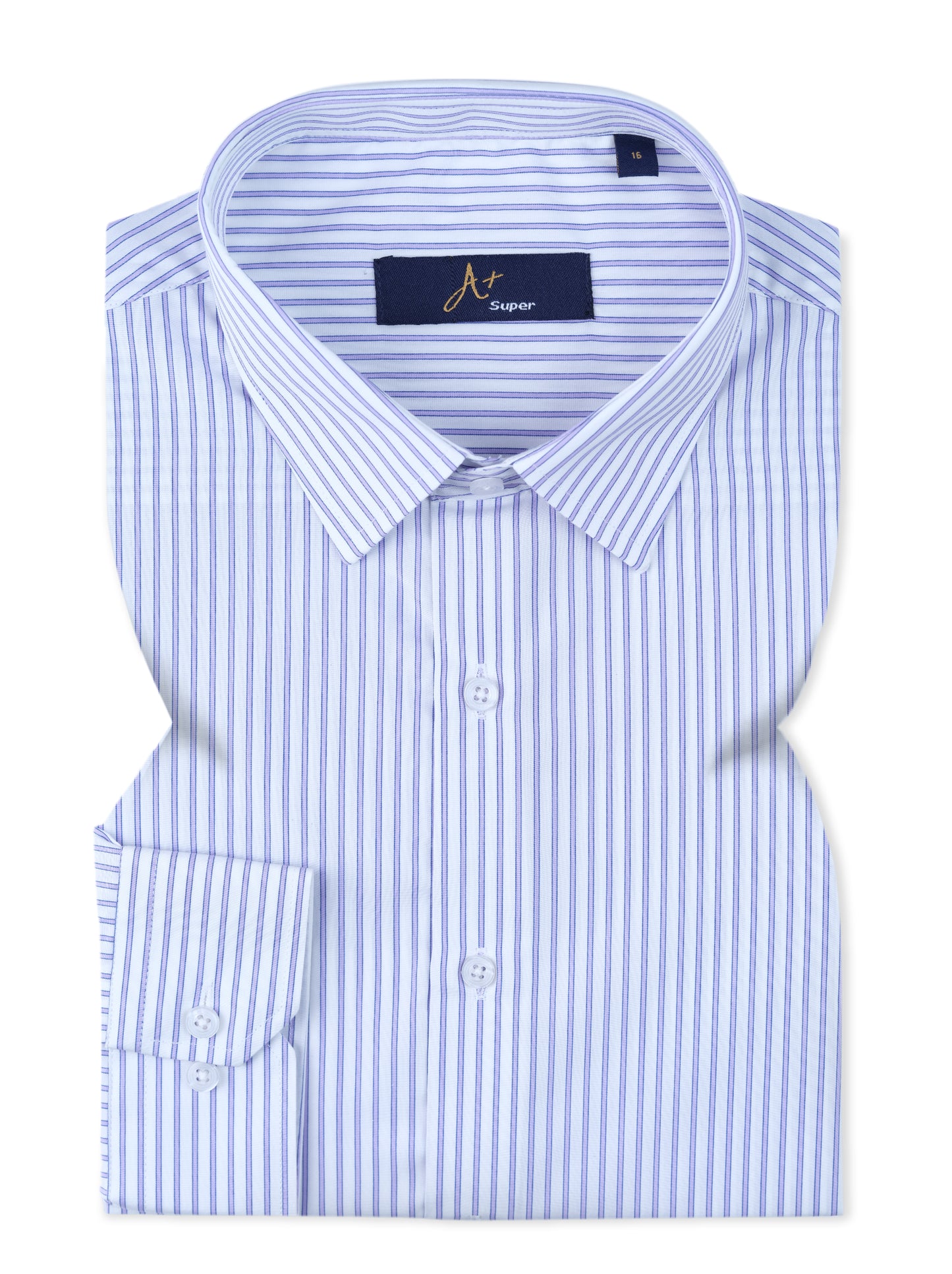 White with Purple Stripes Formal Shirt Smart Fit