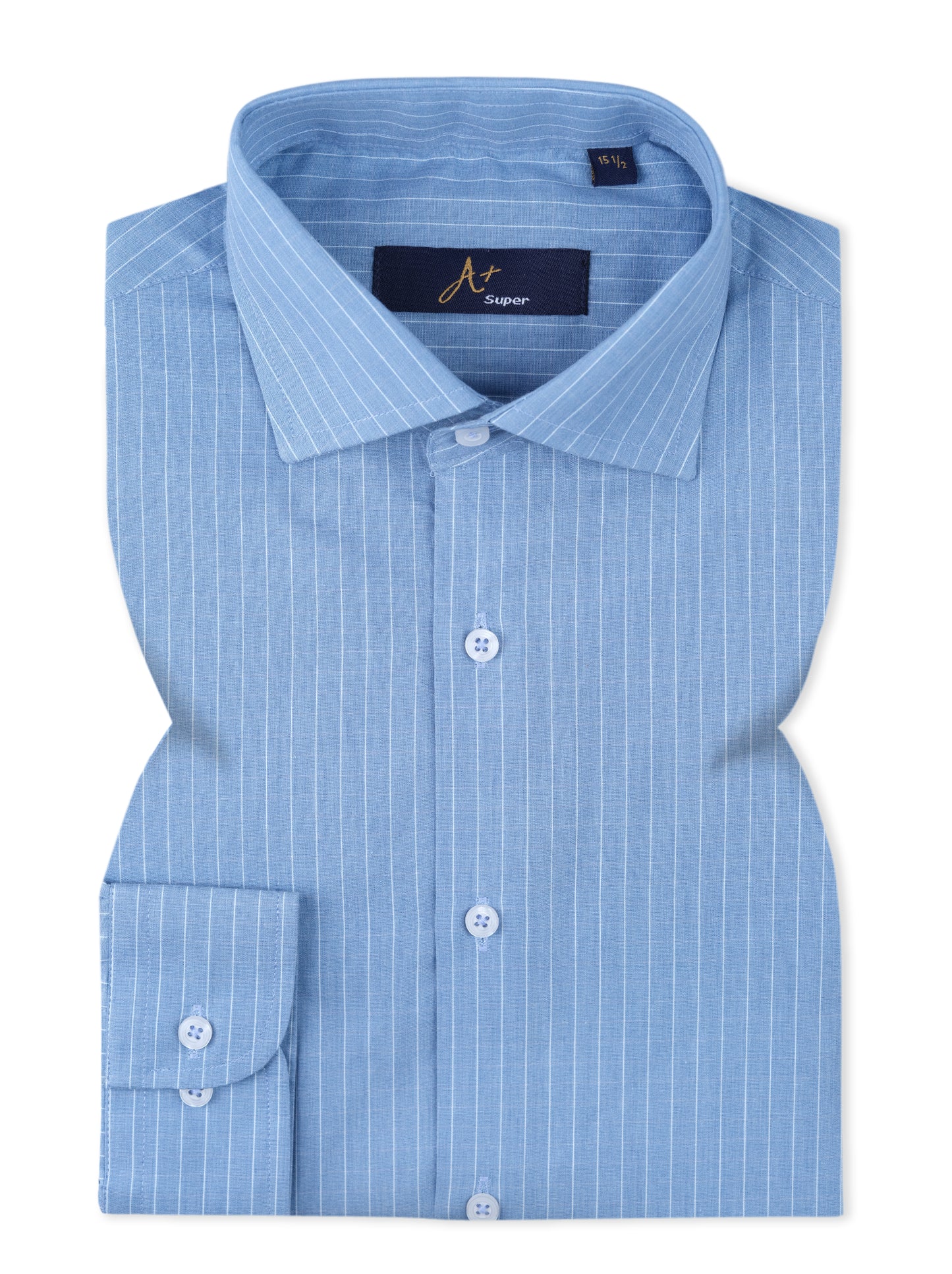 Blue with White Pinstripe Dress Shirt Smart Fit