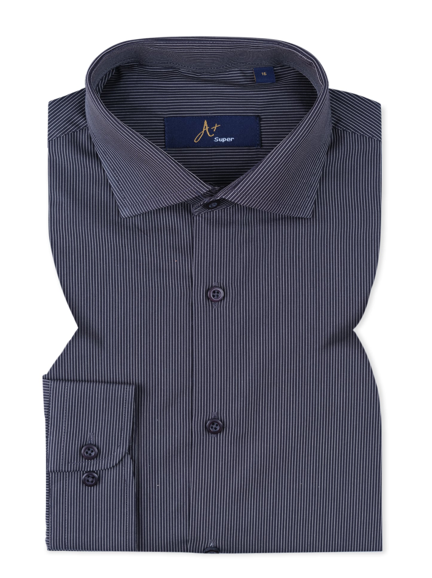 Black Single Hairline Stripe Formal Shirt Smart Fit