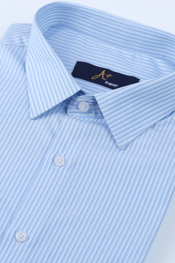 Blue and White Micro Stripes Formal Shirt Smart Fit