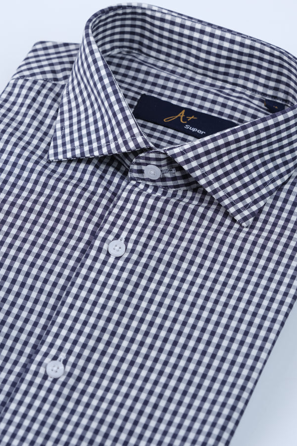 Black and White Check Dress Shirt Smart Fit