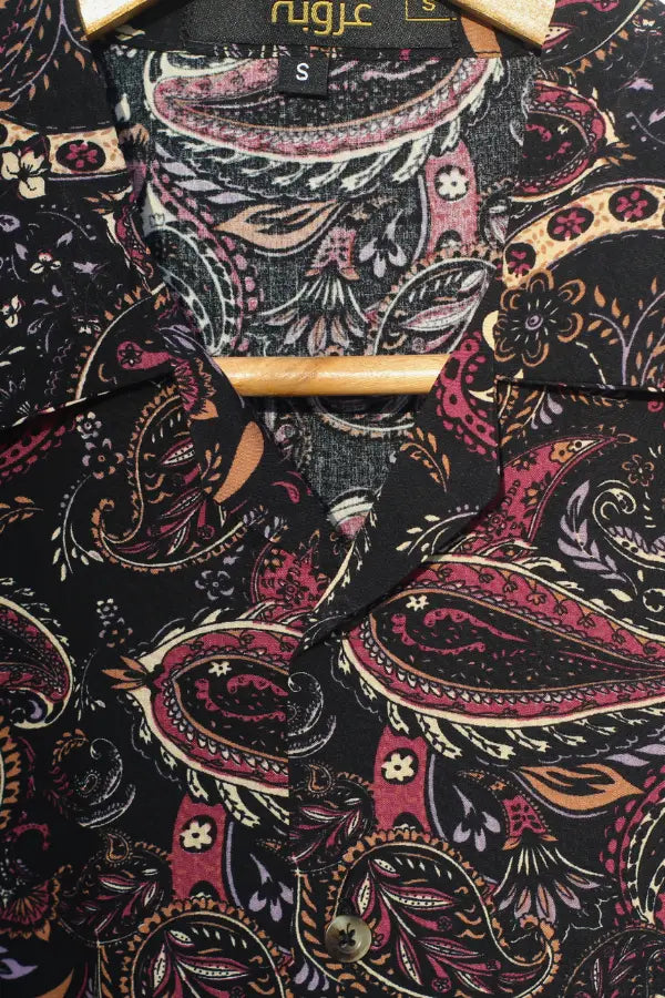 Black Floral Half Sleeve Shirt For Men's