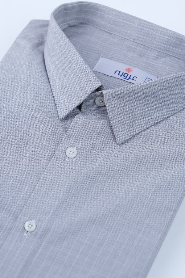 Light Grey & White Checkered Formal Shirt I Slim Fit