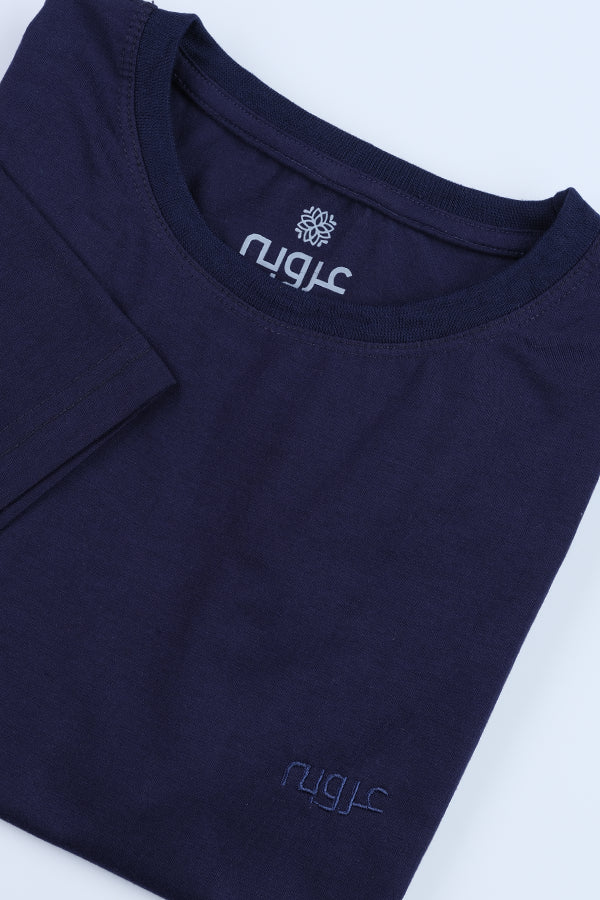 Men's Navy Blue Round Neck T-Shirt