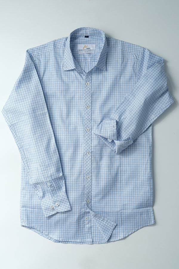 Blue White Tattersall Checks Casual Shirt - Aruba+ Super Smart Fit