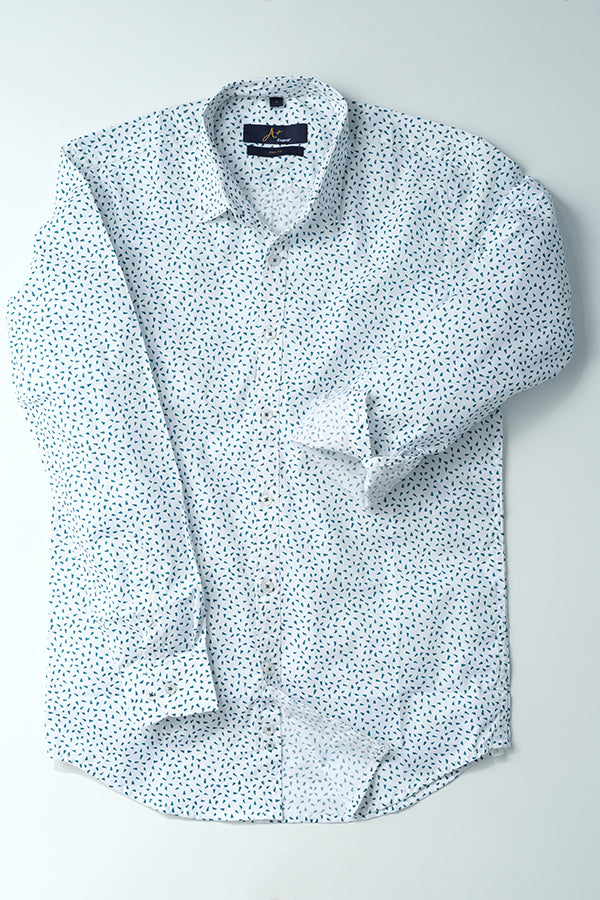 White Dotted Printed Casual Shirt - Aruba+ Super Smart Fit