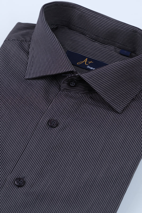 Black Single Hairline Stripe Formal Shirt Smart Fit