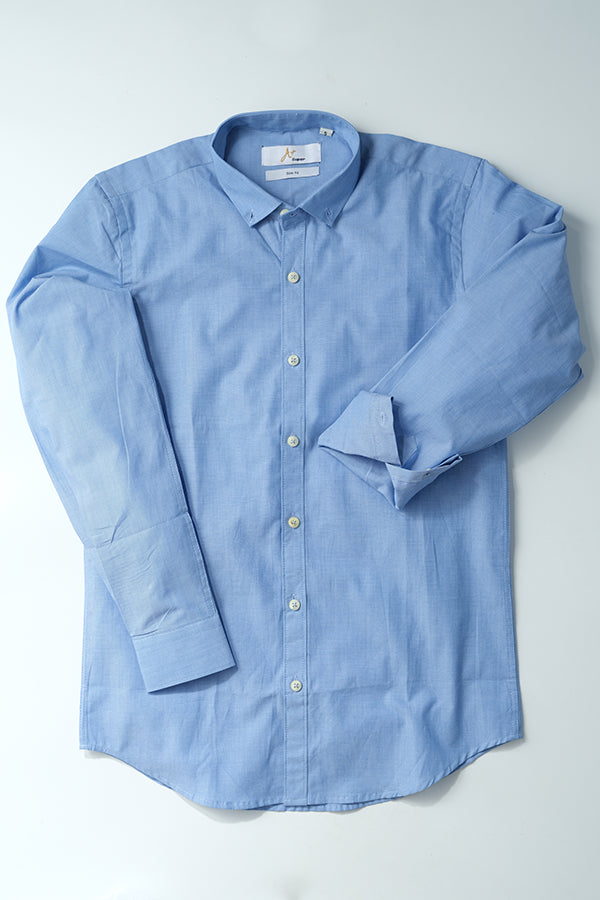 Plain Blue Casual Shirt - Aruba+ Super Smart Fit