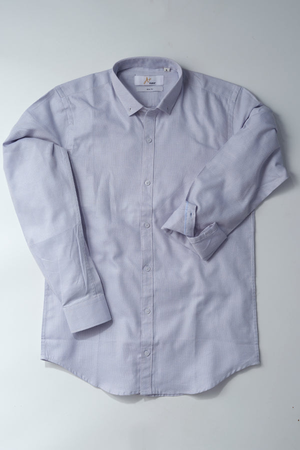 Matte Silver Textured Casual Shirt - Aruba+ Super Smart Fit