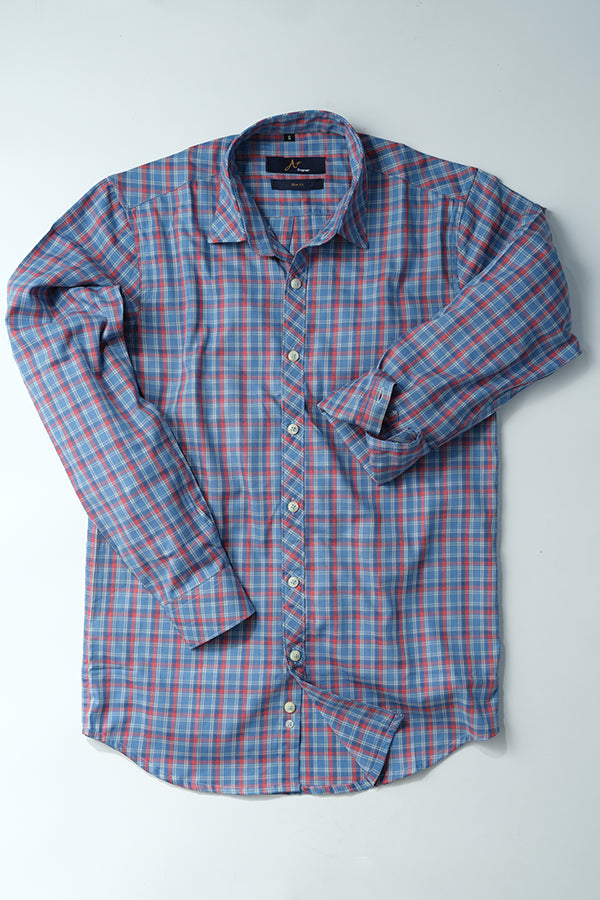 Blue Red Plaid Casual Shirt - Aruba+ Super Smart Fit