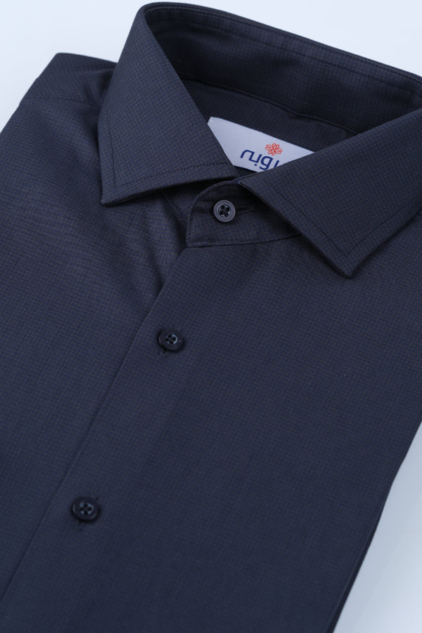 Green Black Textured Formal Shirt Smart Fit