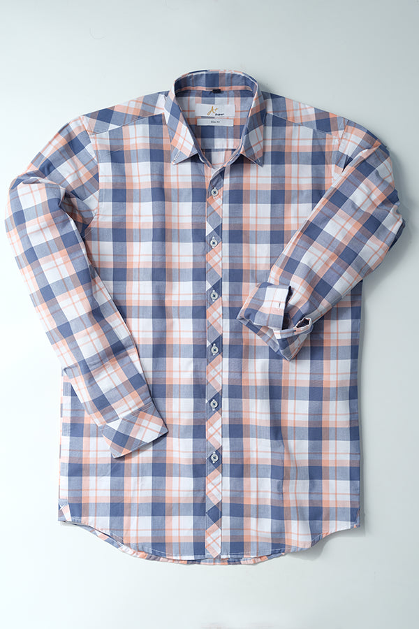 Blue Pink Plaid Checks Casual Shirt - Aruba+ Super Smart Fit