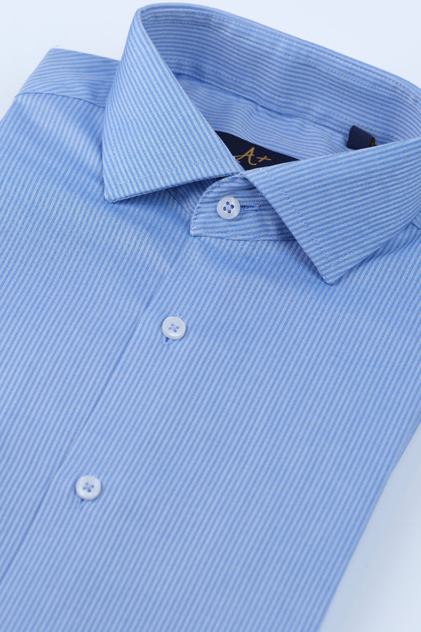 Light Blue with White Hairline Stripe Dress Shirt Smart Fit