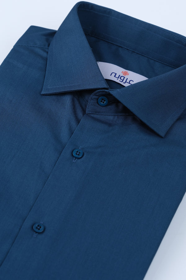 Sea Green Plain Dress Shirt Smart Fit