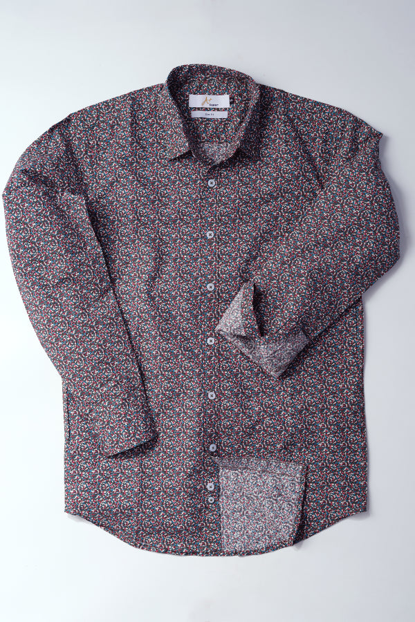 Dark Floral Multi Colored Printed Casual Shirt - Aruba+ Super Smart Fit