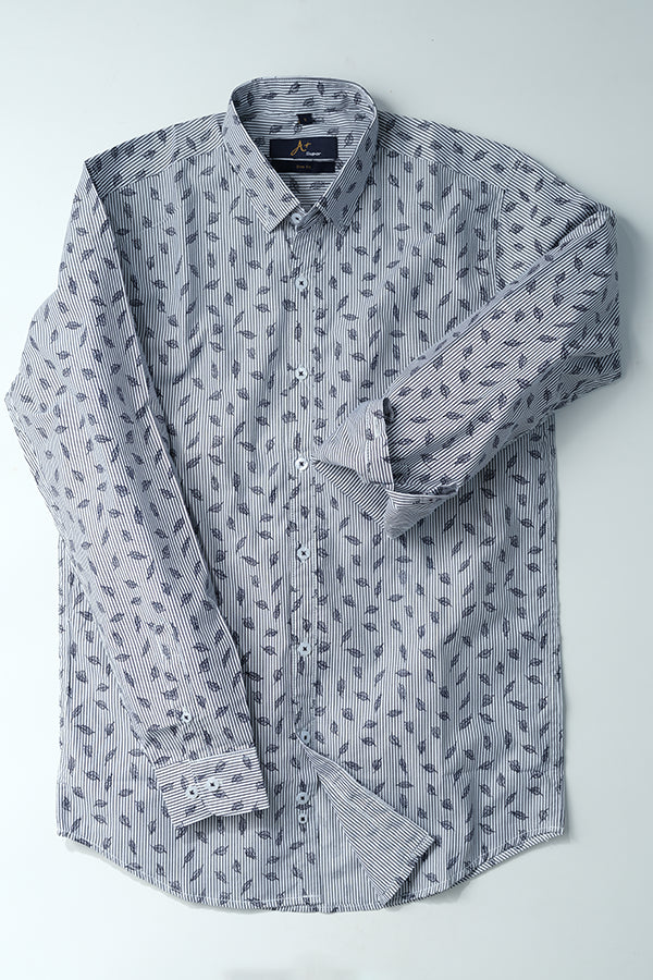 Black Leaf Pattern Casual Shirt - Aruba+ Super Smart Fit