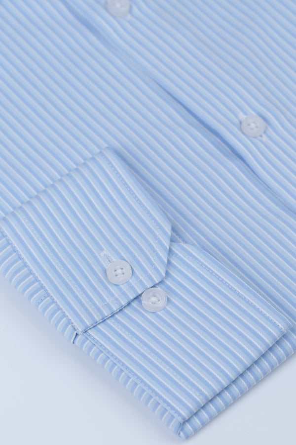 Blue and White Micro Stripes Formal Shirt Smart Fit