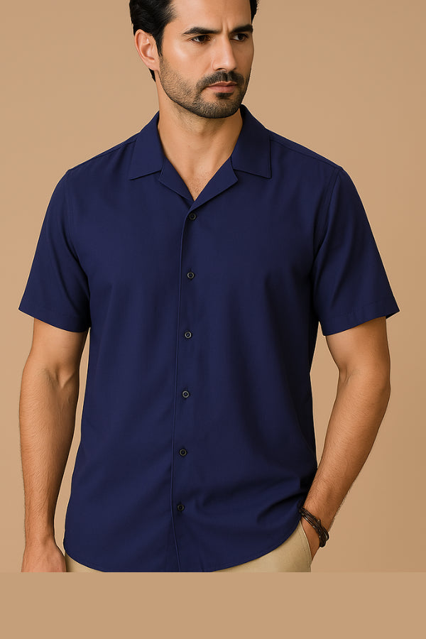Navy Blue Half Sleeve Shirt For Men's