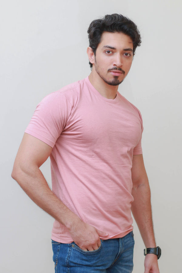 Men's PInk Round Neck T-Shirt