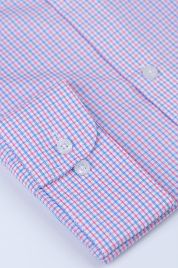 Red Blue Grid Check Formal Shirt Smart Fit