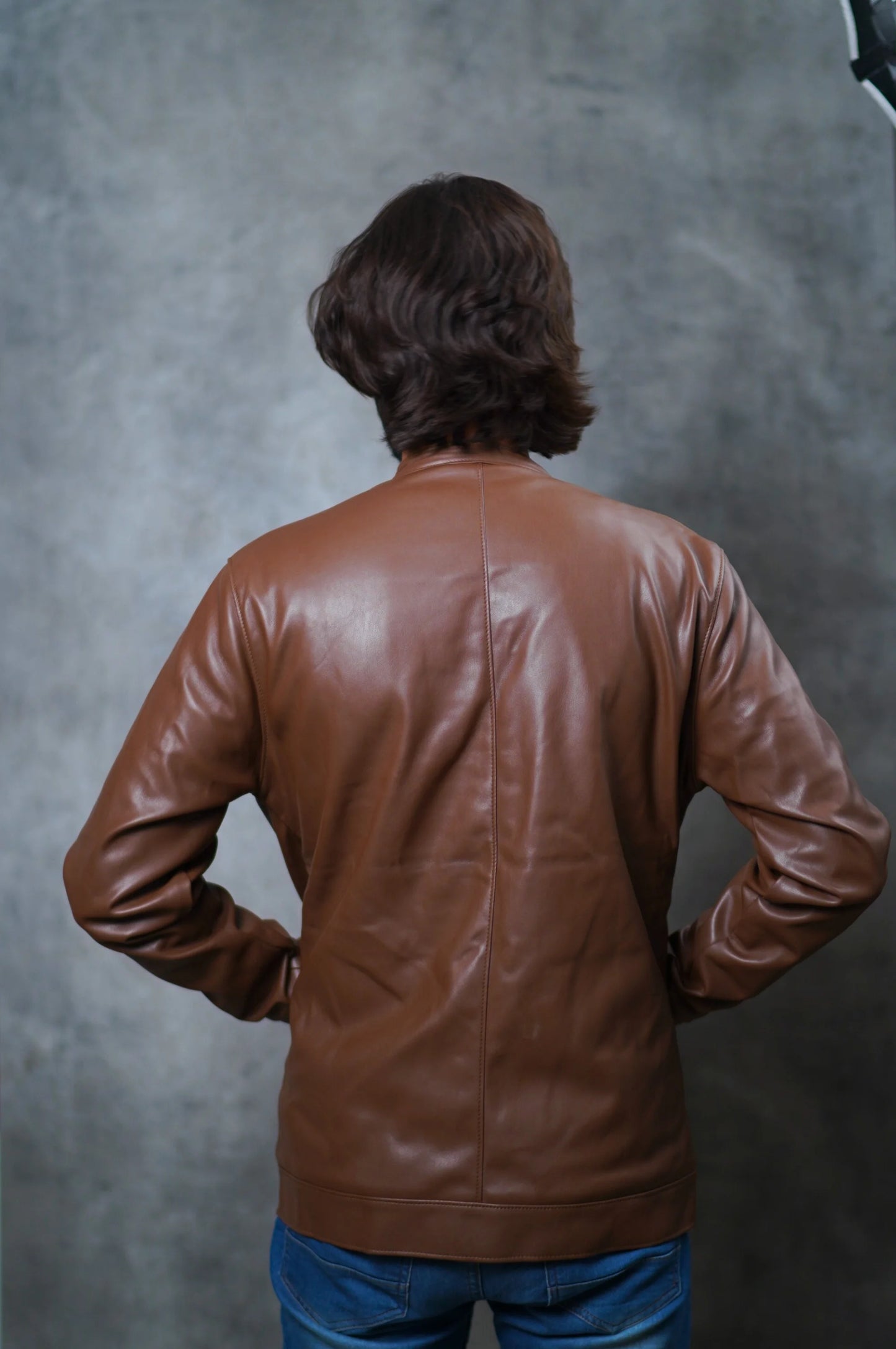 Men's Brown Faux Leather Jacket