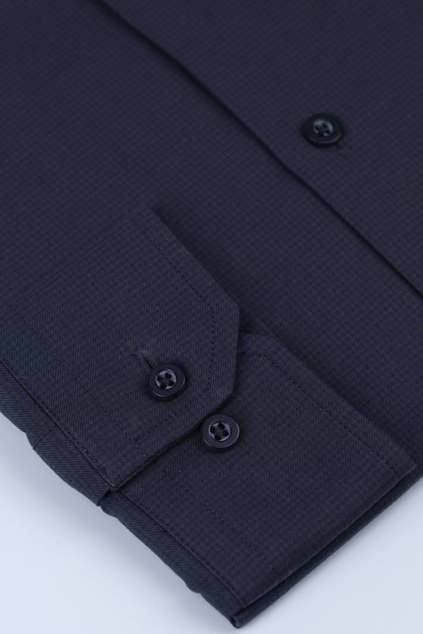 Green Black Textured Formal Shirt Smart Fit