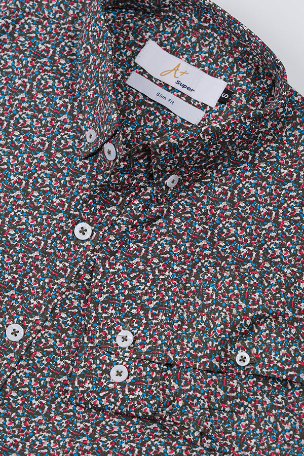 Dark Floral Multi Colored Printed Casual Shirt - Aruba+ Super Smart Fit