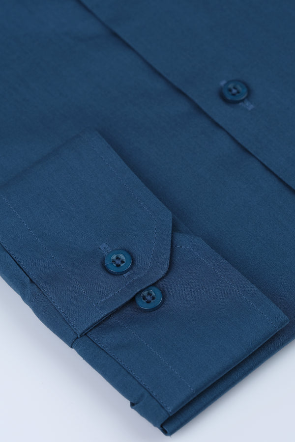 Sea Green Plain Dress Shirt Smart Fit