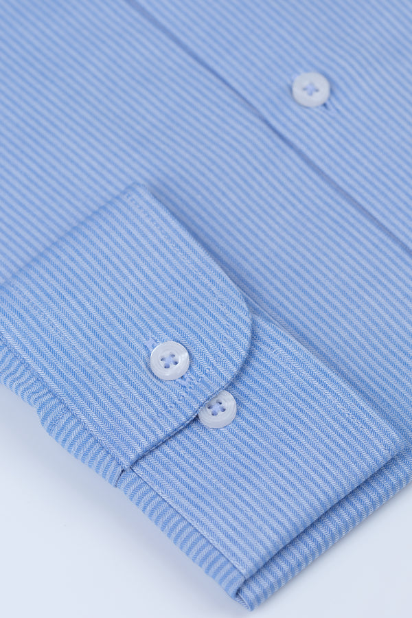 Light Blue with White Hairline Stripe Dress Shirt Smart Fit