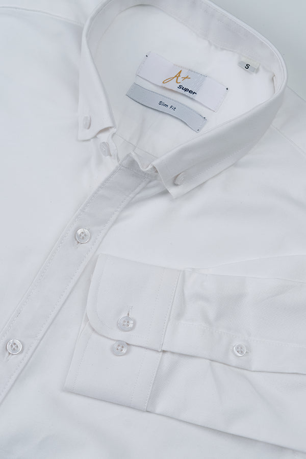 Plain White Casual Shirt - Aruba+ Super Smart Fit