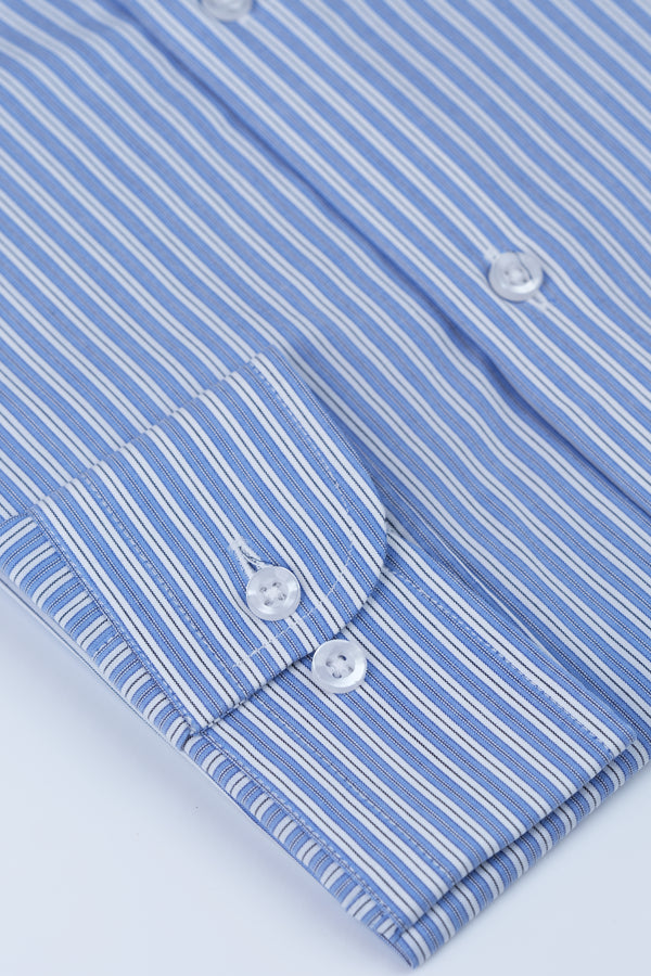 Light Blue and White Stripes Formal Shirt Smart Fit