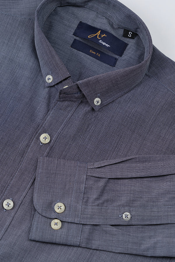 Dark Grey Plain Casual Shirt - Aruba+ Super Smart Fit