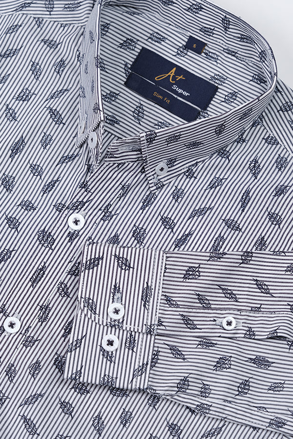 Black Leaf Pattern Casual Shirt - Aruba+ Super Smart Fit