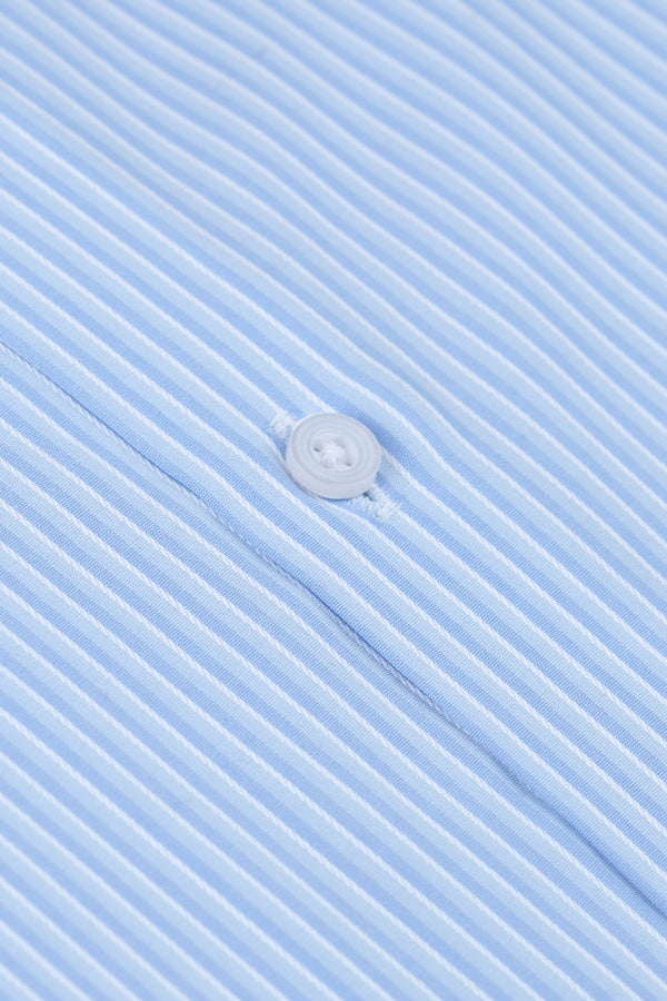 Blue and White Micro Stripes Formal Shirt Smart Fit