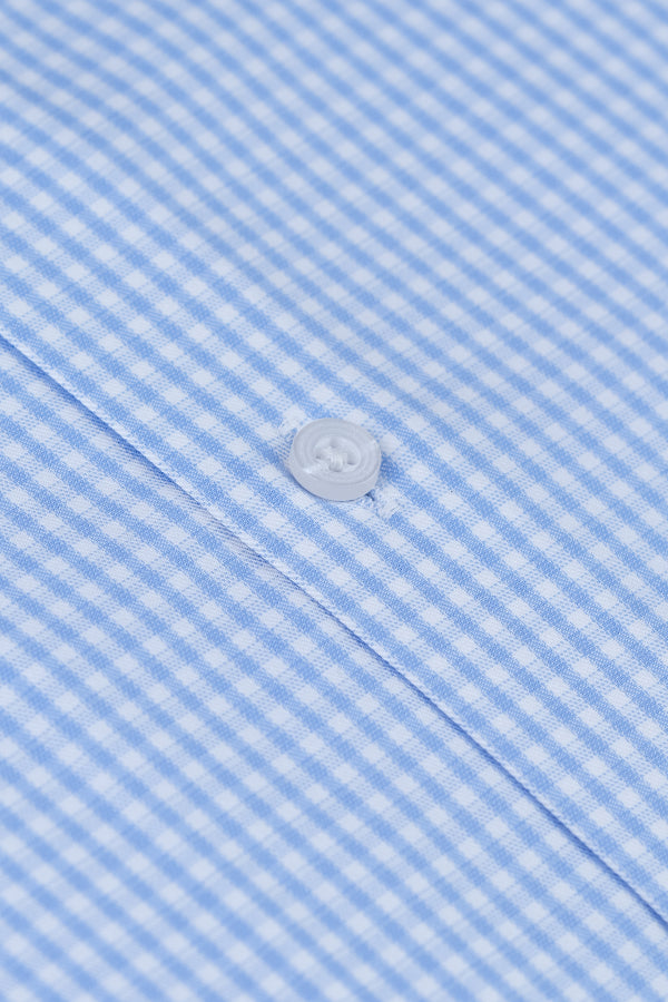 Blue and White Gingham Check Dress Shirt Smart Fit