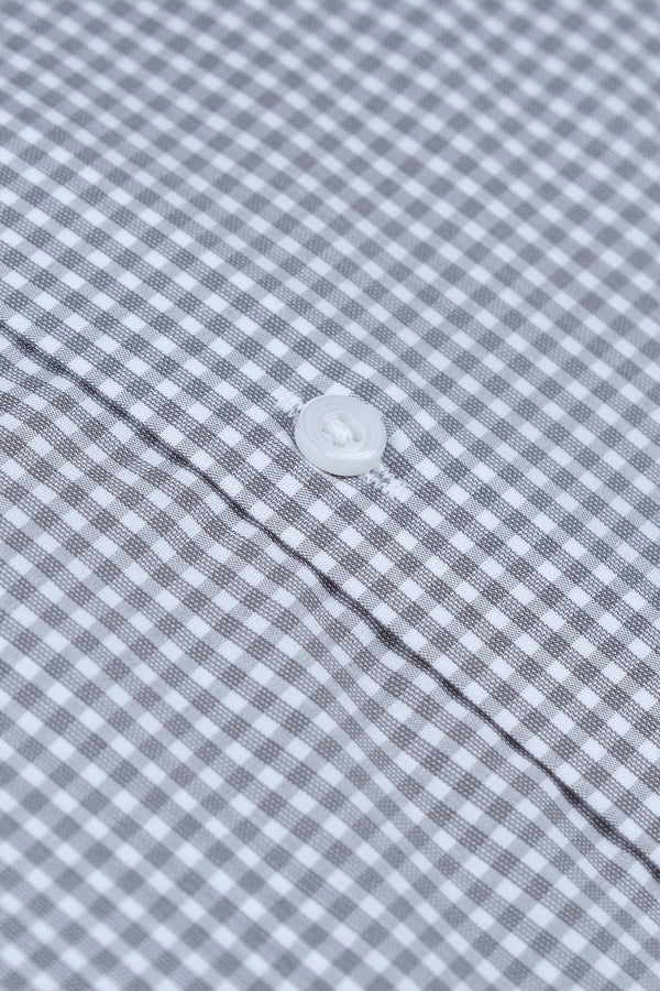 Grey Gingham Check Signature Dress Shirt Smart Fit