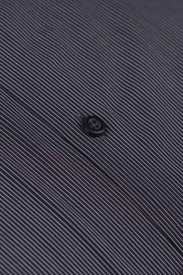 Black Single Hairline Stripe Formal Shirt Smart Fit